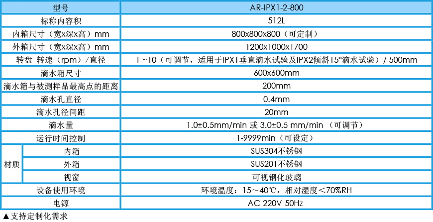 滴水試驗機 IPX1-2參數(shù)